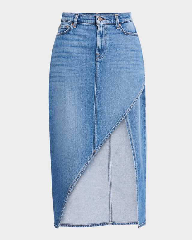 Libby Asymmetric Denim Midi Dress